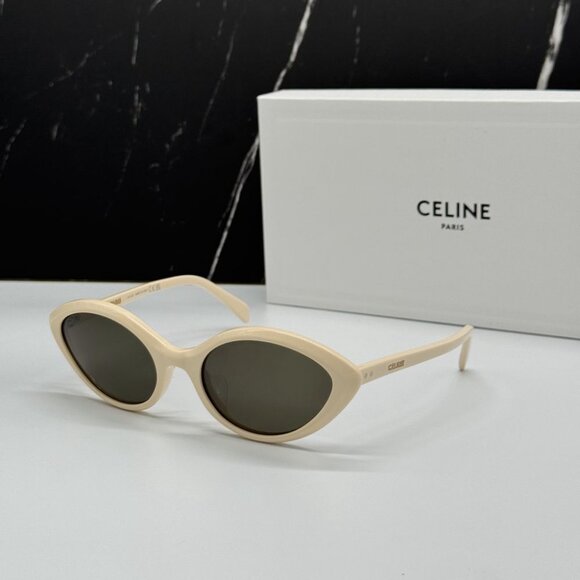 NEW CL40264U 25N CELINE SUNGLASSES IVORY KHAKI WOMEN EYEWEAR CELINE - Picture 2 of 12